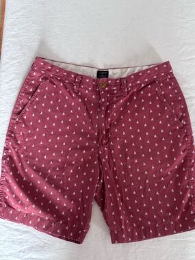 J Crew Gramercy Chino 100% Cotton Nautical Shorts Sailboats Size 32